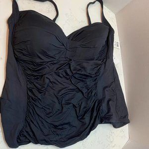 NWT La Blanca Black Tankini Plus Size Top swimsuit
